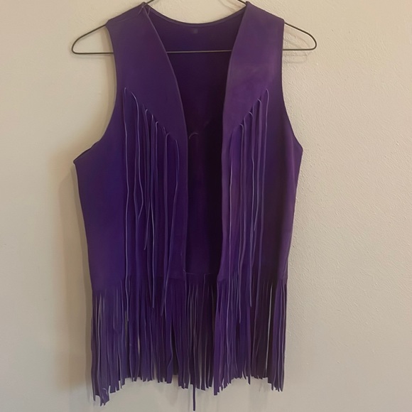 Vintage Jackets & Blazers - Vintage leather purple vest